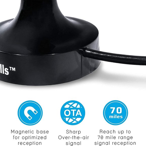 Magic Stick MS-50MAX: HDTV TV Antenna w/ Magnetic Base Indoor, Outdoor - Black - Picture 4 of 10